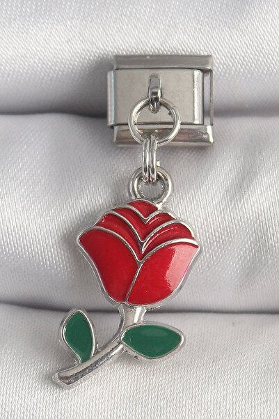 Inure Jewelry 316L الصلب الفضة اللون استرخى وردة حمراء نموذج ترشيح سحر