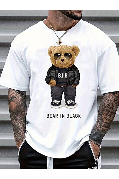 CLASSY.MODA Υπερμεγέθη λευκό μπλουζάκι unisex με στάμπα, άνετη εφαρμογή, καθη...