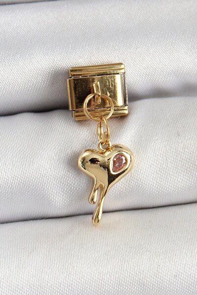 Inure Jewelry 316L Steel Dangle Zircon Stone Melting Heart Model Gold Color N...