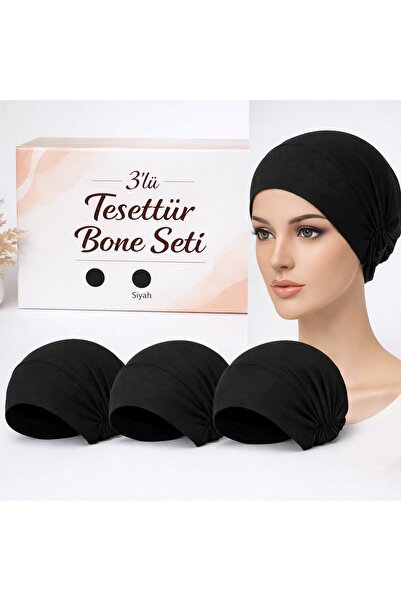 shalby Hijab Stitched 3-Piece Bone Set Black