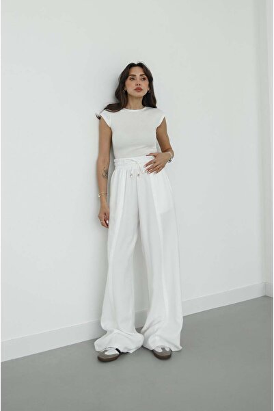 Havoş Ecru Dawn Elastic Waist Pocketed Trousers