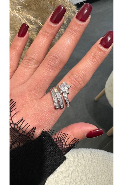 GLARE JEWELRY CO Shooting Star Model Luxury Zircon Stone Stainless Steel Ring...