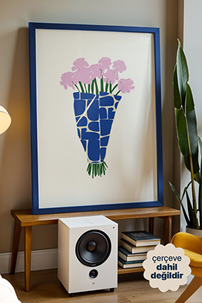 Persona Istanbul "Cerulean Bloom" - Modern Minimalist Çiçek Posteri (Çerçevesiz)