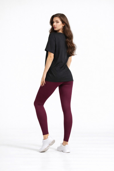 Enva Store Women's Combination - Shaping / Sculpting Tights & Oversized Modal T-Shirt-T-Shirt Combination