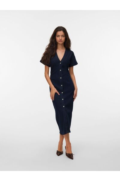 Vero Moda Jeanskleid VMSANNI Langes Kleid