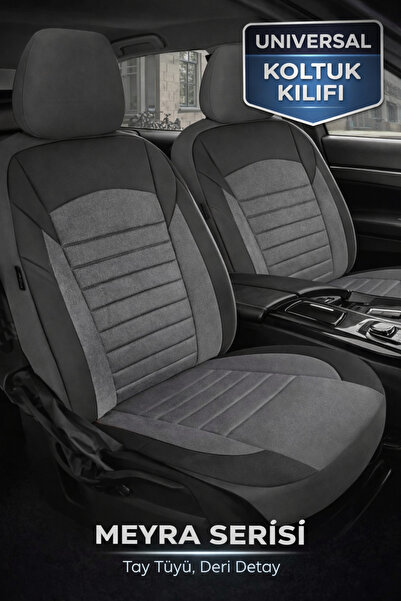 TROBUS Universal Meyra Series Thai Feather Leather Car Seat Cover Set – Gray