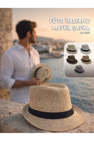 İtalyano Stylish Fedora Hat - Classic Maykal Model Stylish Summer Accessory U...