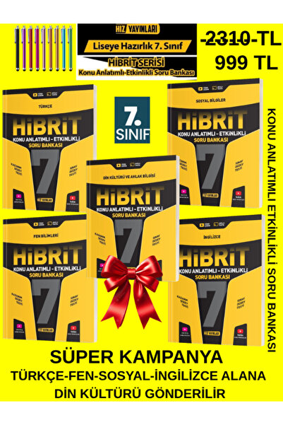 Hız Yayınları 7.Sınıf Hibrit Türkçe-Fen-Sosyal-İngilizce Alana DİN ÜCRETSİZ G...