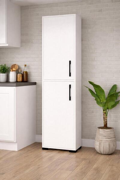 MODENZA Çok Amaçlı 6 Raflı %100 MDF Kiler Dolabı-Banyo Dolabı-Beyaz