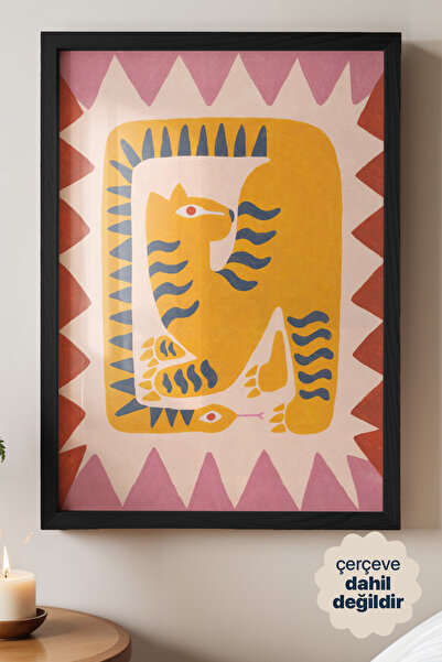 Persona Istanbul "Mythic Feline" - Sürrealist Folk-Art Poster (Çerçevesiz)