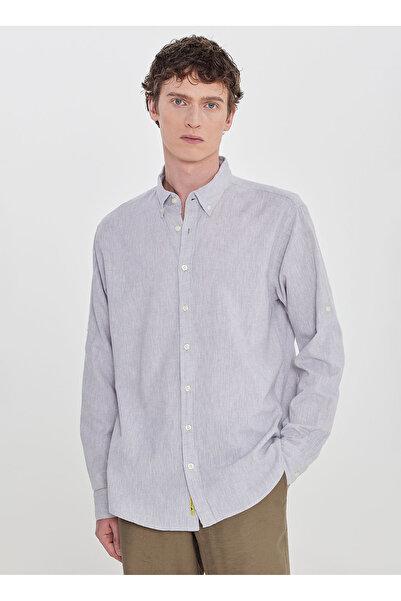 ALTINYILDIZ CLASSICS Γκρι ανδρικό πουκάμισο με κουμπιά και άνετη εφαρμογή ACE...