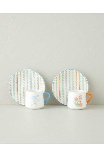 English Home Lyanna New Bone China 4 Piece Coffee Cup Set for 2 People 90 ml ...