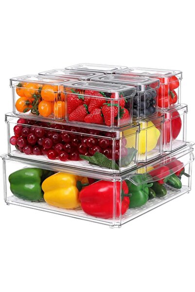 Arabest 10 Pack Fridge Organizer, Stackable Refrigerator Organizer, BPA-Free ...