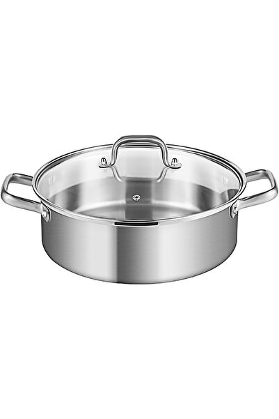 Arabest Tri-Ply Stainless Steel Cookware Everyday Pan with Glass Lid,Hot Pot ...