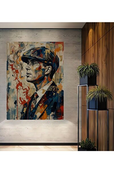 Teona Ahşap Thomas Shelby Yağlı Boya Görünümlü Soyut Sanat Ahşap Dekoratif Ta...
