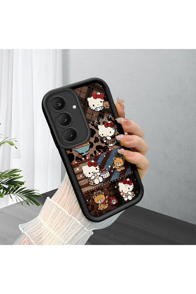 PATTERNOVA Samsung Galaxy S25 FE Uyumlu Hello Kitty Siyah Silikon Kılıf Düşme...
