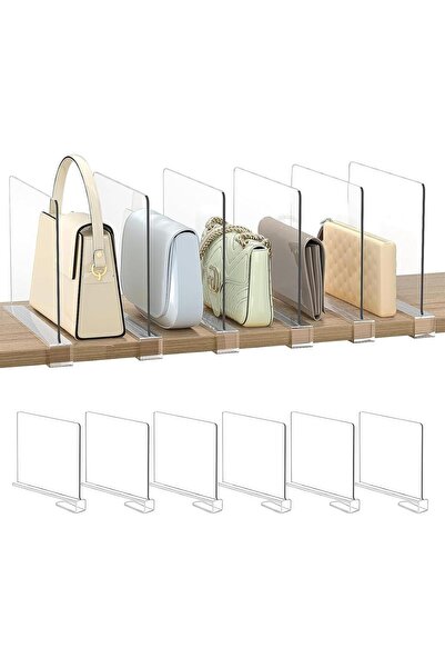Arabest 6 Pcs Shelf Dividers for Closets,with 6 Hooks, Easy to Install,for Ba...