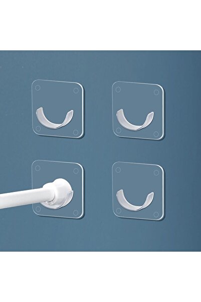 Arabest حامل قضيب ستارة لاصق، دعامة شد شفافة من 4 قطع، بدون أدوات