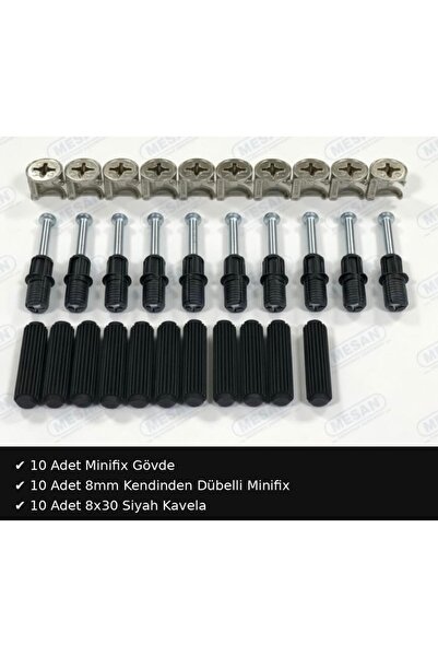 KarapolatYapı Mobilya Birleştirme Seti Minifix 10’lu ( Minifix,Kendinden Dübe...