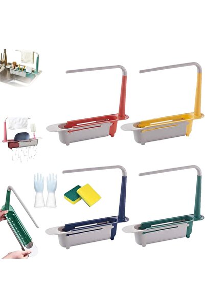 Arabest Telescopic Adjustable Sink Storage Rack, with Gloves & 2 Sponges, for...