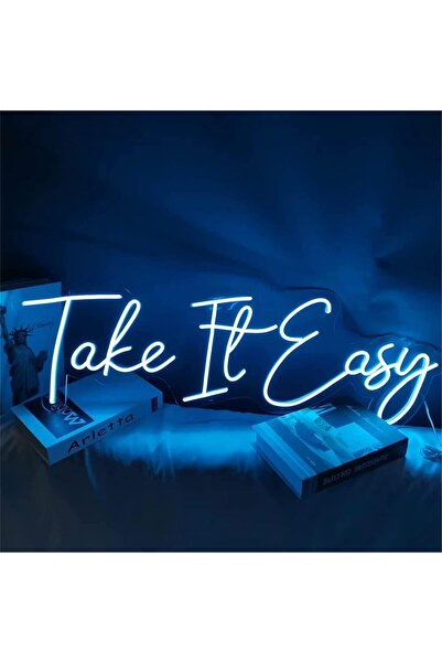 Slasa Take It Easy Neon Sign LED Light with 6mm Acrylic Base, 42x20cm Blue Wa...