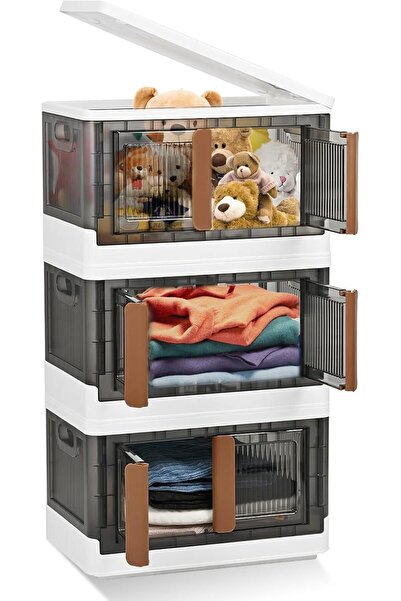 Arabest عبوة من 3 صناديق تخزين قابلة للتكديس سعة 8.5 جالون مع أغطية، صناديق ب...