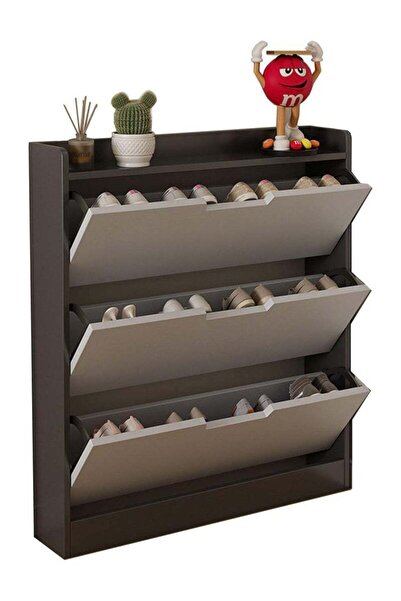 Arabest 80cm Single Tier Entryway Shoe Cabinet with Three Flaps Shoe Cabinet,...