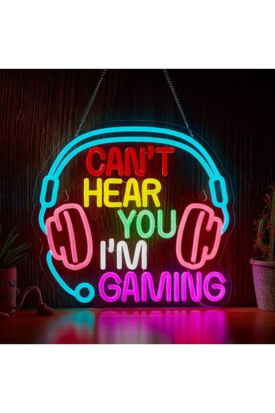 Slasa Can’t Hear You I’m Gaming Neon Sign LED Light with 6mm Acrylic Base, 44...
