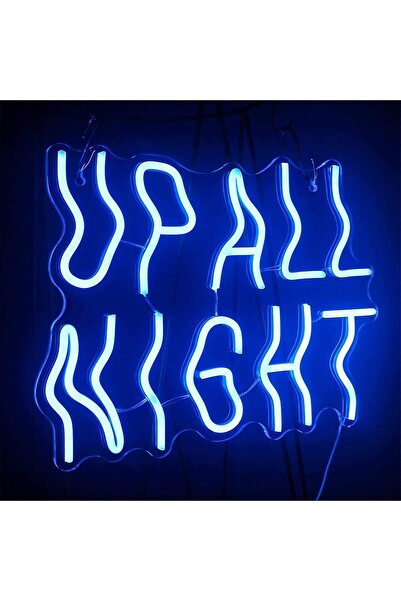 Slasa Up All Night Neon Sign LED Light with 6mm Acrylic Base, 42x49cm Room Decor