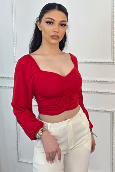 FashionForYou RUBINA crop blouse, with puff effect and sweetheart neckline, R...