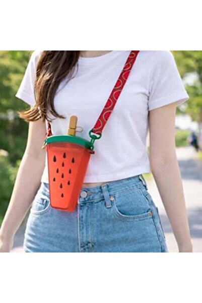 Jumbo Fancy Watermelon Glass with Straw & Strap 350 ml