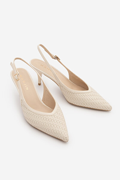 Marjin Women's Stiletto Open Back With Scarf Knitted Pattern Adjustable Strap...