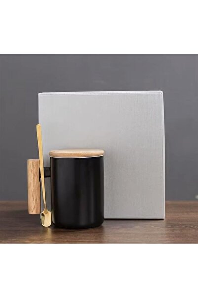Arabest Ceramic Coffee Mug with Bamboo Lid, Wooden Handle and Spoon, Multiple...
