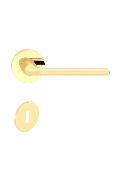 THG Bella R Χρυσό Γυαλιστερό Χερούλι Πόρτας με Ροζέτα Κλειδιού