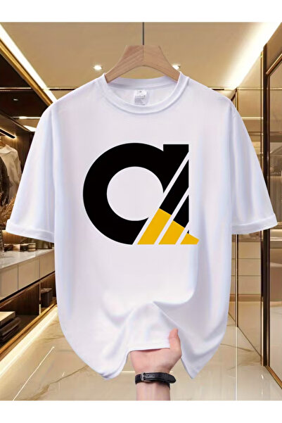 LİNA06 Modern Urban Graphic T-shirt for Men - with Black and Yellow Colorbloc...