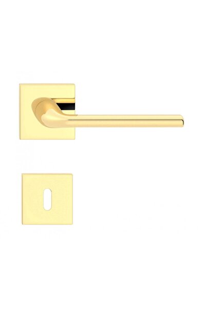 THG Bella Q Γυαλιστερή Χρυσή Λαβή Πόρτας με Ροζέτα Κλειδιού