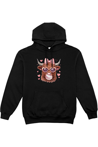 HoinarClothing Hanorac femei 80% bumbac oversize cu un vițel highland BUBBLEGUM