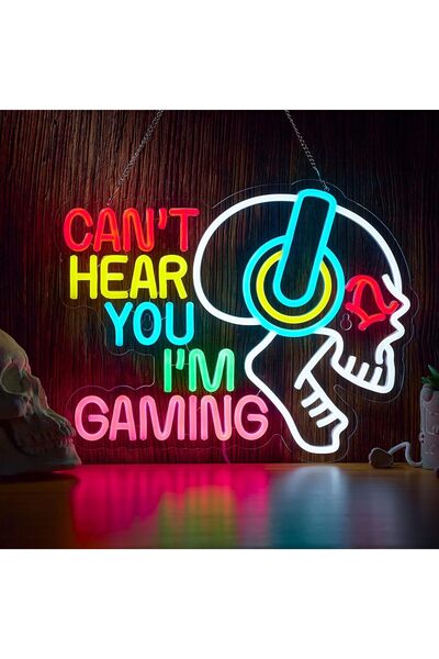 Slasa Gaming Skull Neon Sign LED Light with 6mm Acrylic Base, 50x50cm Gamer D...