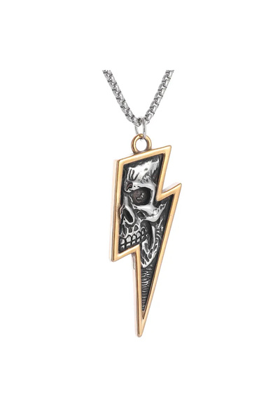 EFAYN.RO Lant cu pandantiv fulger si cap de schelet, model traznet, unisex, a...