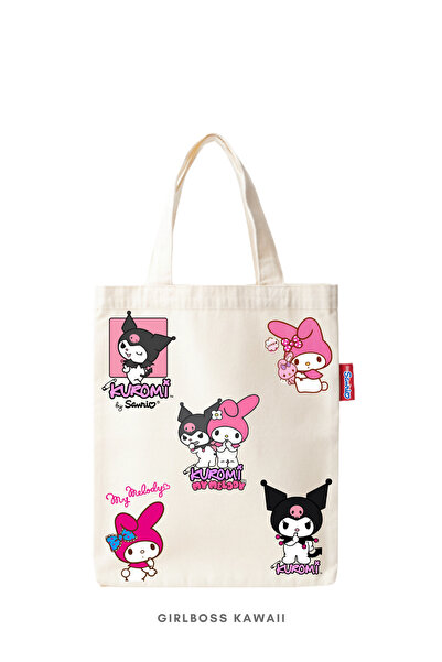 Girlboss Kawaii Kuromi & My Melody Mini Tote Bag/Tablet/Book/Mini Cloth Shopp...