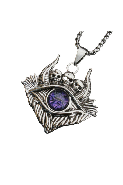 EFAYN.RO Lant demon world, cu pandantiv evil eye cu detalii capete de schelet...