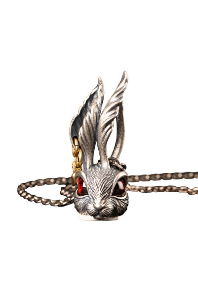 EFAYN.RO Chain, gothic punk model, evil rabbit pendant, unisex, red, EFAYN