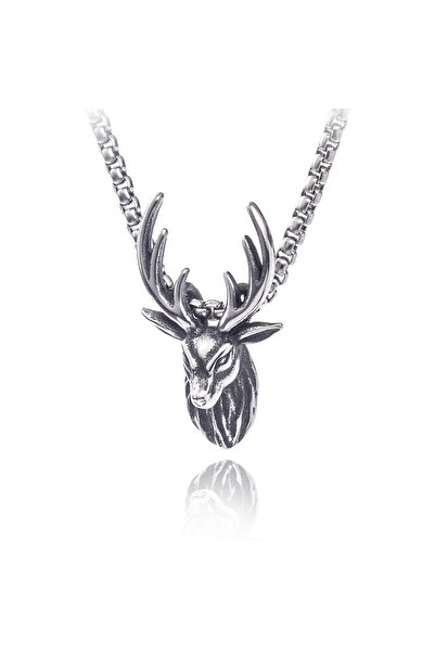 EFAYN.RO Lant unisex, pandantiv cap de cerb impunator, model deosebit, argint...