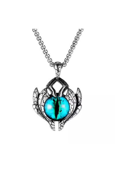 EFAYN.RO Dragon eye pendant chain, unisex, blue crystal, EFAYN