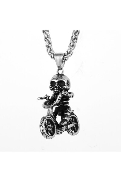 EFAYN.RO Lant, model retro, pandantiv schelet motociclist, tematica ghost rid...