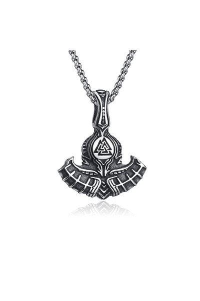 EFAYN.RO Lant unisex, pandantiv viking, model cu topor deosebit, Odin’s battl...