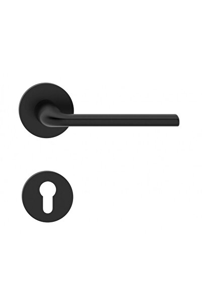 THG Bella R Black Matte Door Handle with Lock Rosette