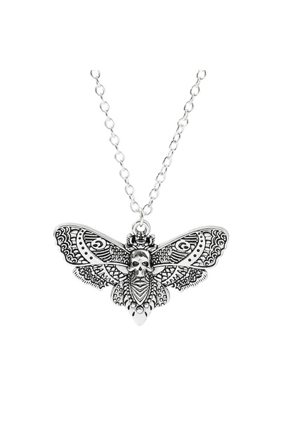 EFAYN.RO Lant cu pandantiv fluture de noapte, model gotic, skull moth butterf...