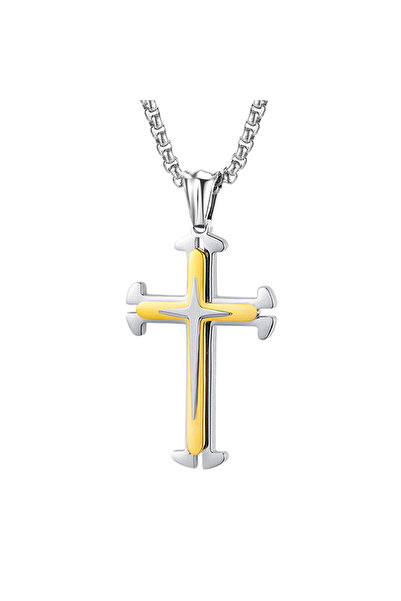 EFAYN.RO Lant minimalist, cu pandantiv cruce stil modernist, model new age, u...