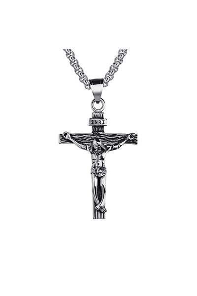 EFAYN.RO Lant cu cruce, argintiu, barbati, EFAYN